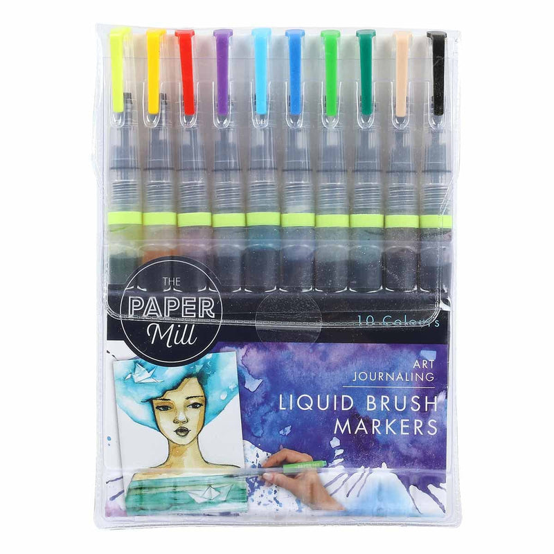 Ghost White Paper Mill Liquid Brush Markers Assorted Colours 10 Pack Brush Pen