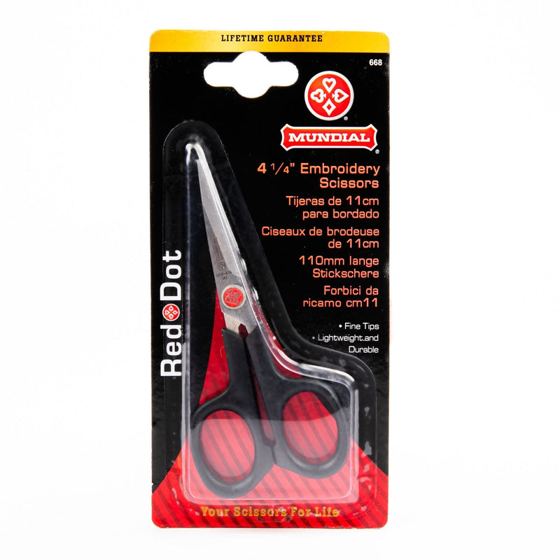 Black Mundial Red Dot Embroidery Scissors 4.25"

Knife Edge Quilting and Sewing Tools and Accessories