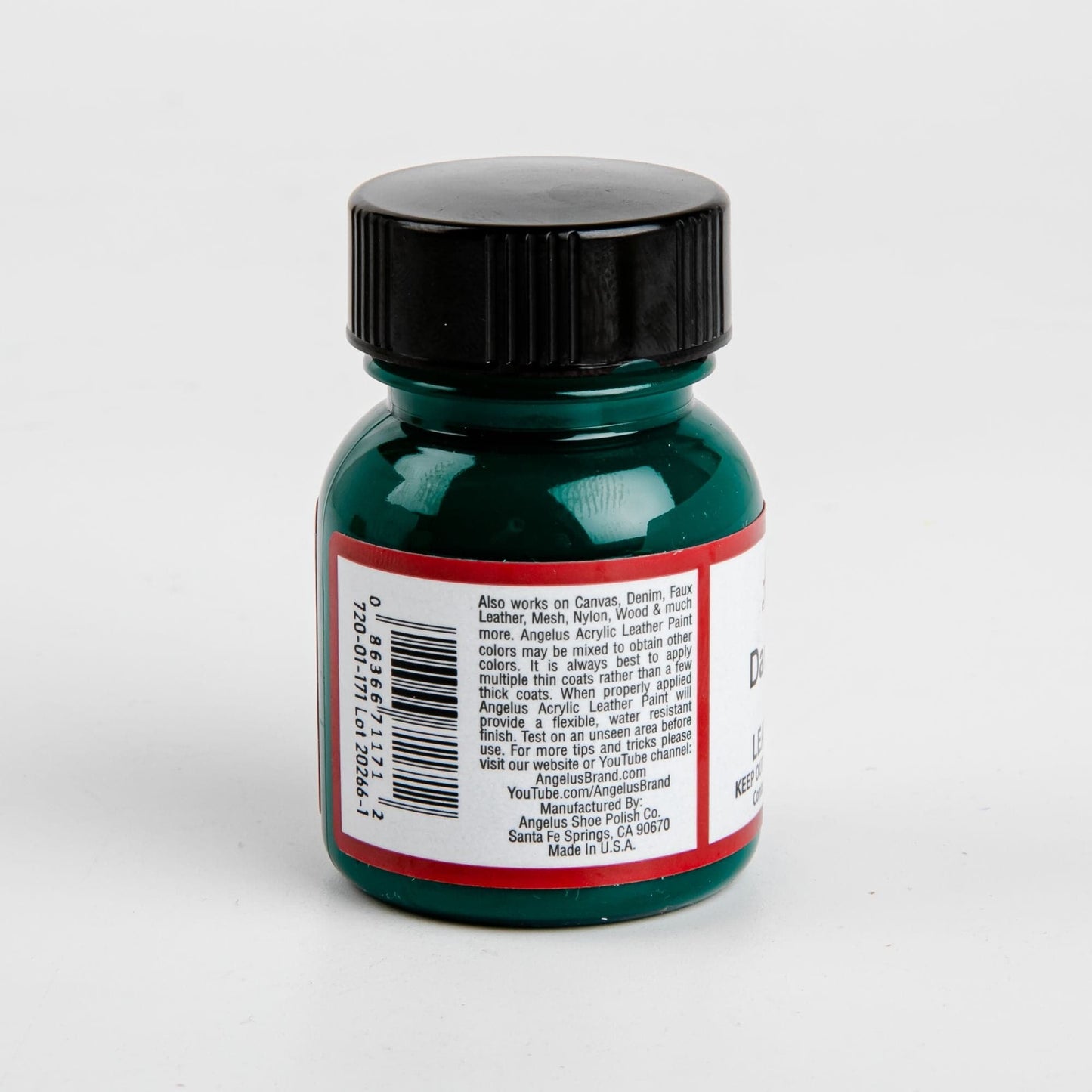 Black Angelus Acrylic Paint Dark Green #171 29Ml Use On Leather, Vinyl Or Fabric Leather Paints
