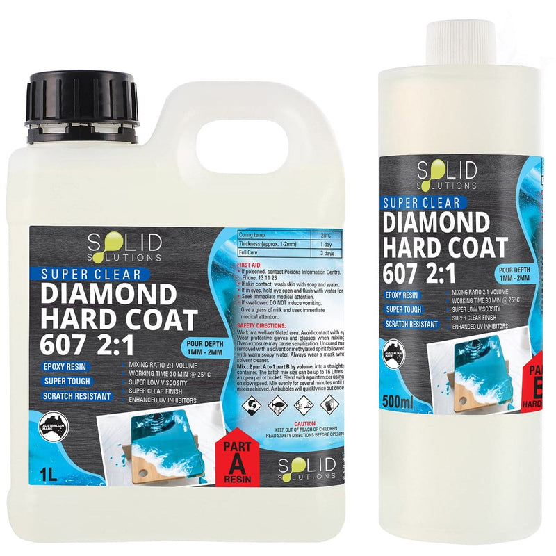 Light Gray Solid Solutions Diamond Hard Coat 607 UV Resistant Premium Epoxy Resin  2:1 1.5 Litre Kit Acrylic Paints