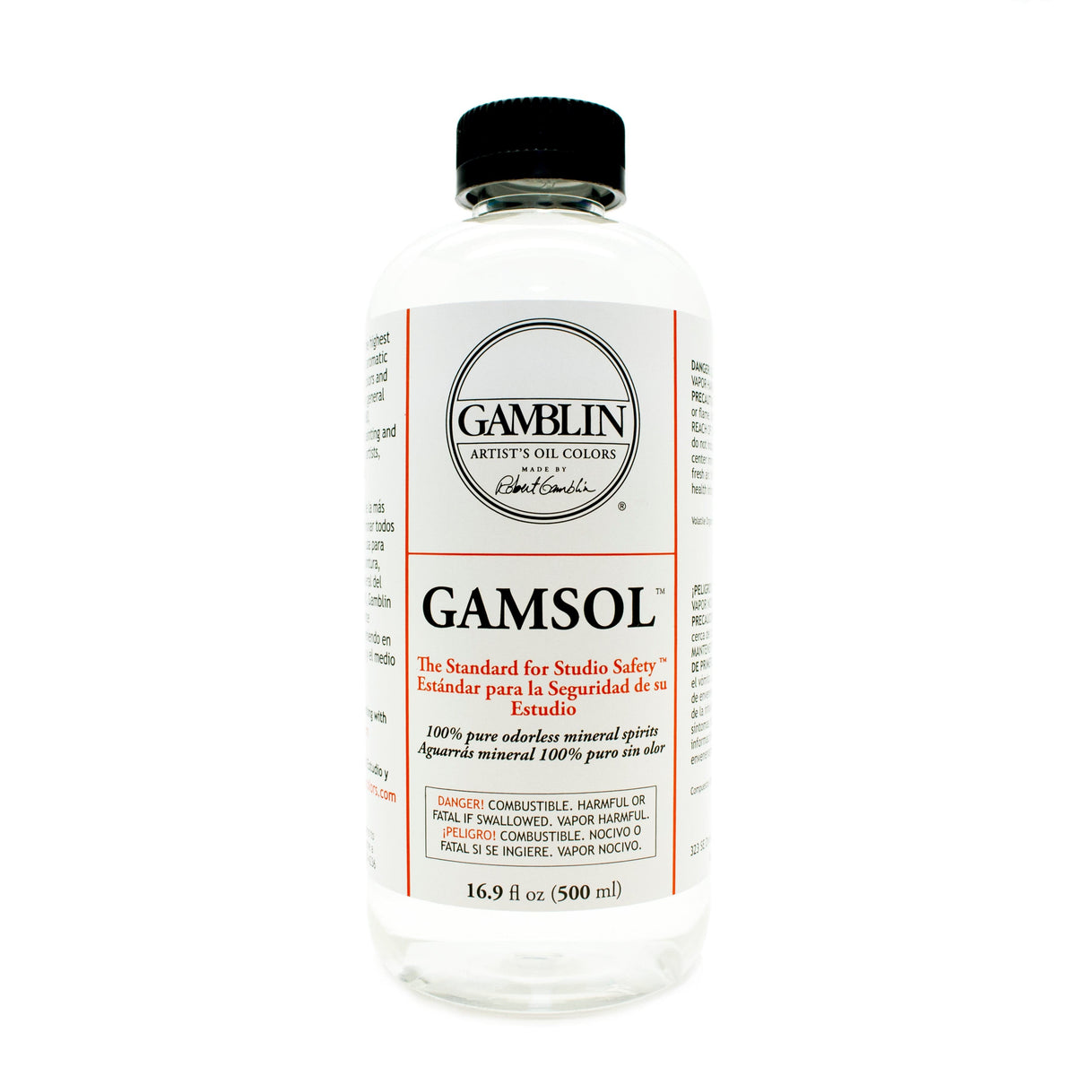 Beige Gamblin Gamsol - Odourless Mineral Spirit 500mL/16.9Oz Oil Paints