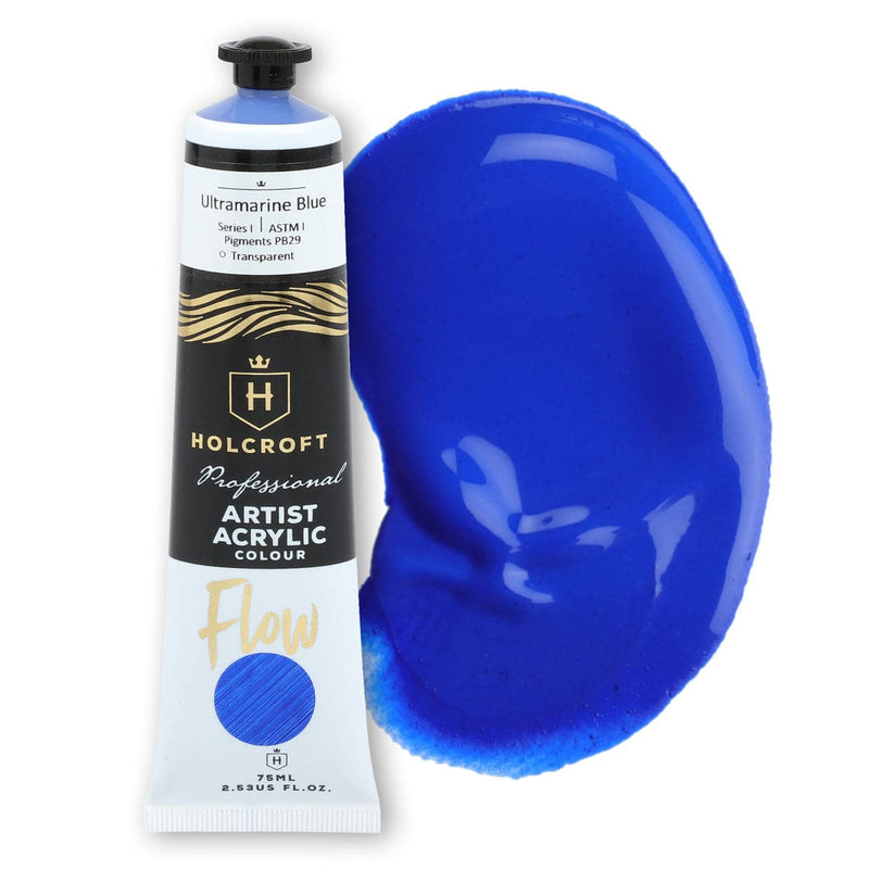 Medium Blue Holcroft Professional Acrylic Flow Paint Ultramarine Blue S1 ASTM1 75ml Acrylic Paints