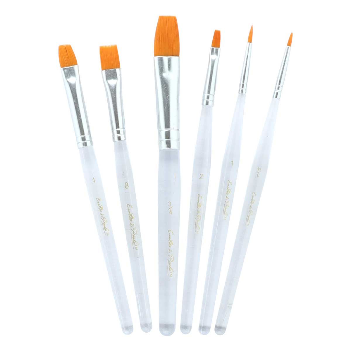 Lavender Eraldo di Paolo Gold Taklon Acrylic Brush Set 6 Pack Taklon and Synthetic Brushes