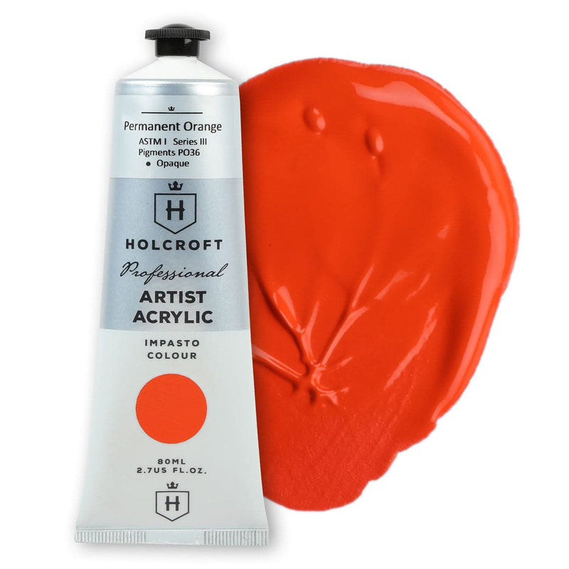 Orange Red Holcroft Professional Acrylic Impasto Paint Permanent Orange S3 80ml Acrylic Paints