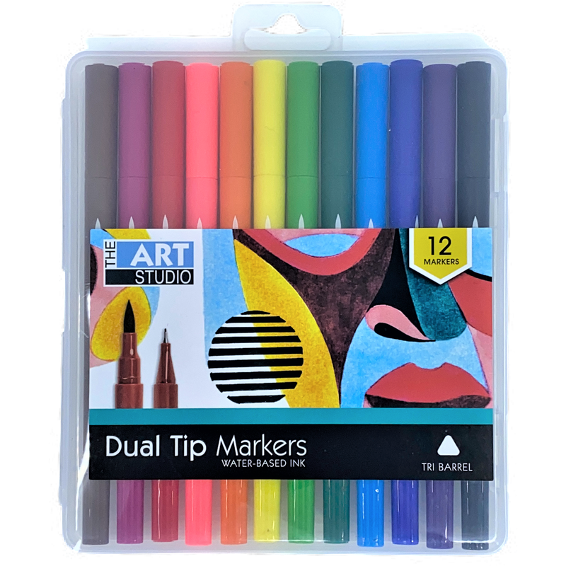 Goldenrod Art Studio Double Ended Sketch Markers Assorted Colours 12 Pack Pens and Markers
