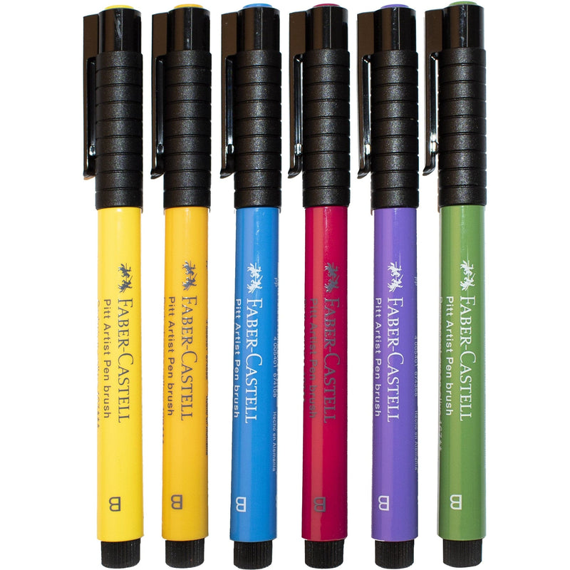 Maroon Faber Castell Pitt Artist Brush Pens  Basic Assorted – Pack of 6 Brush Pen