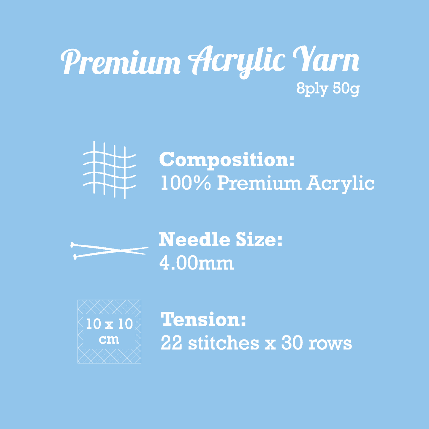 Sky Blue Urban Crafter 100% Premium Acrylic Yarn-Black, 8 Ply, 50g Knitting and Crochet Yarn