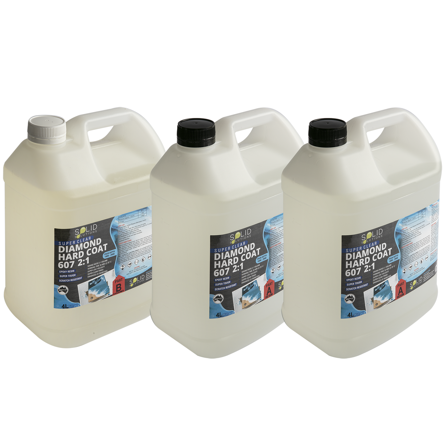 Gray Solid Solutions Diamond Hard Coat 607 UV Resistant Premium Epoxy Resin 2:1 12Litre Kit Acrylic Paints