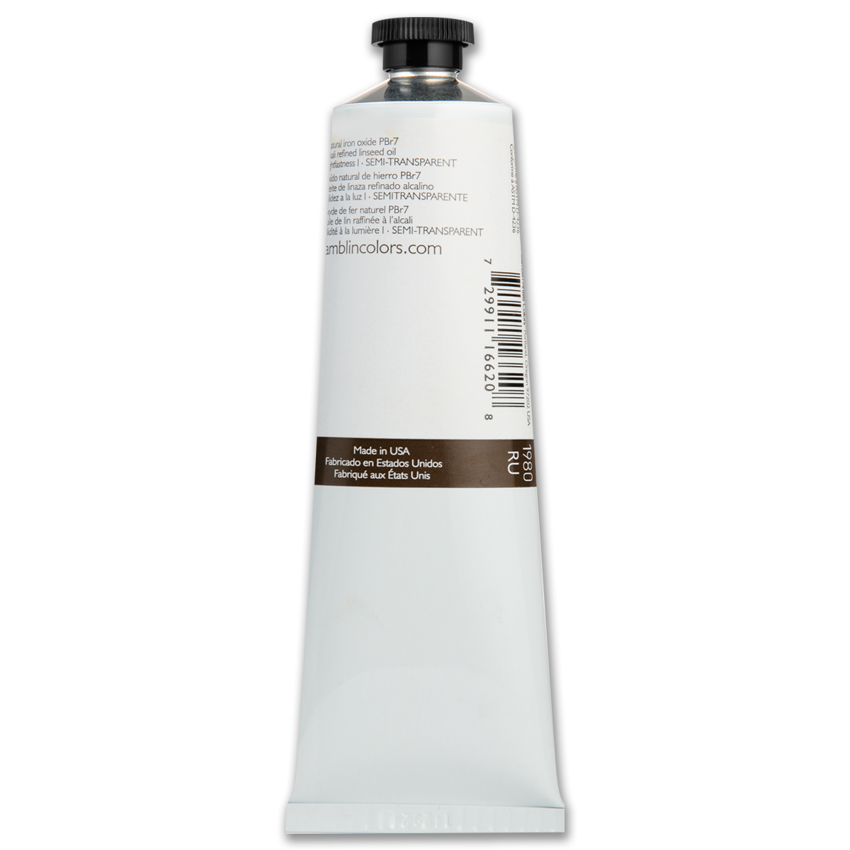Light Gray Gamblin 1980 Oil Paint Raw Umber 150mL Series 1 Oil Paints