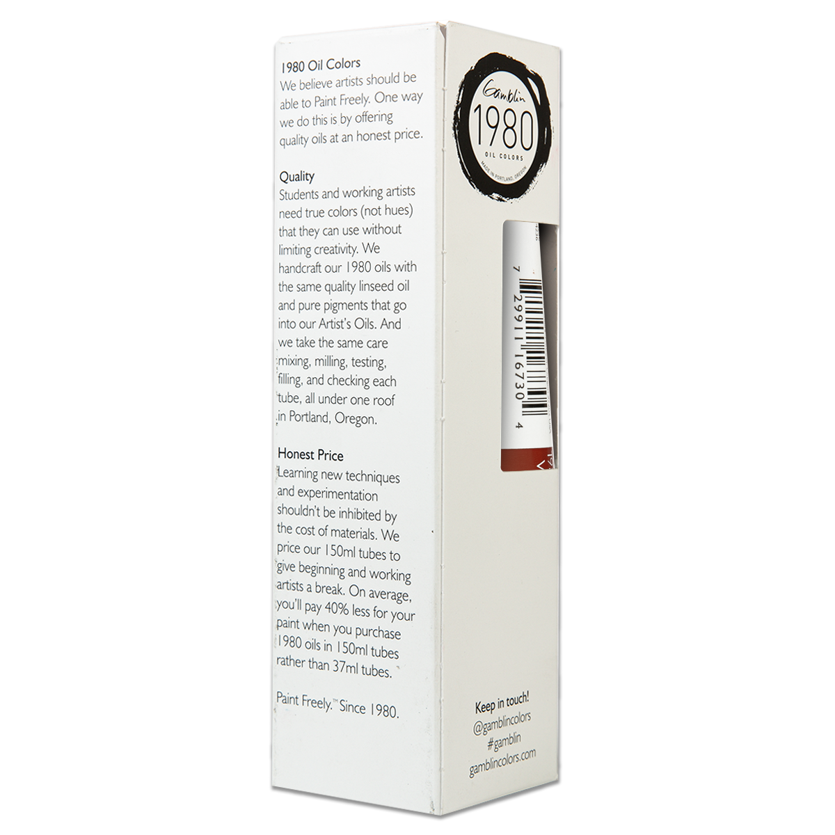 Beige Gamblin 1980 Oil Paint Venetian Red 150mL Series 1 Oil Paints