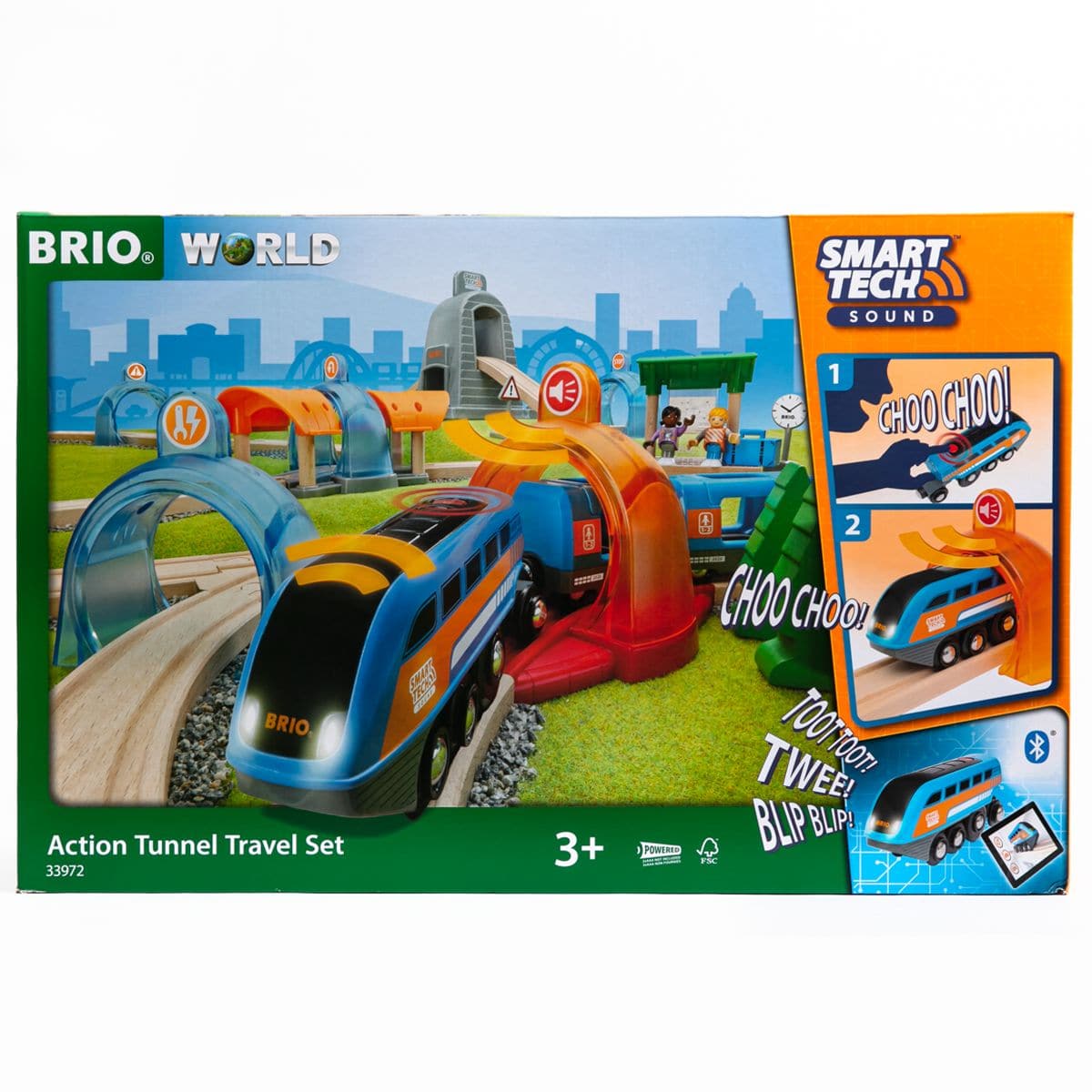 BRIO Smart Tech Sound Action Tunnel Travel Set 33972 37 Piece Train set –  Wooden Toy Store .com