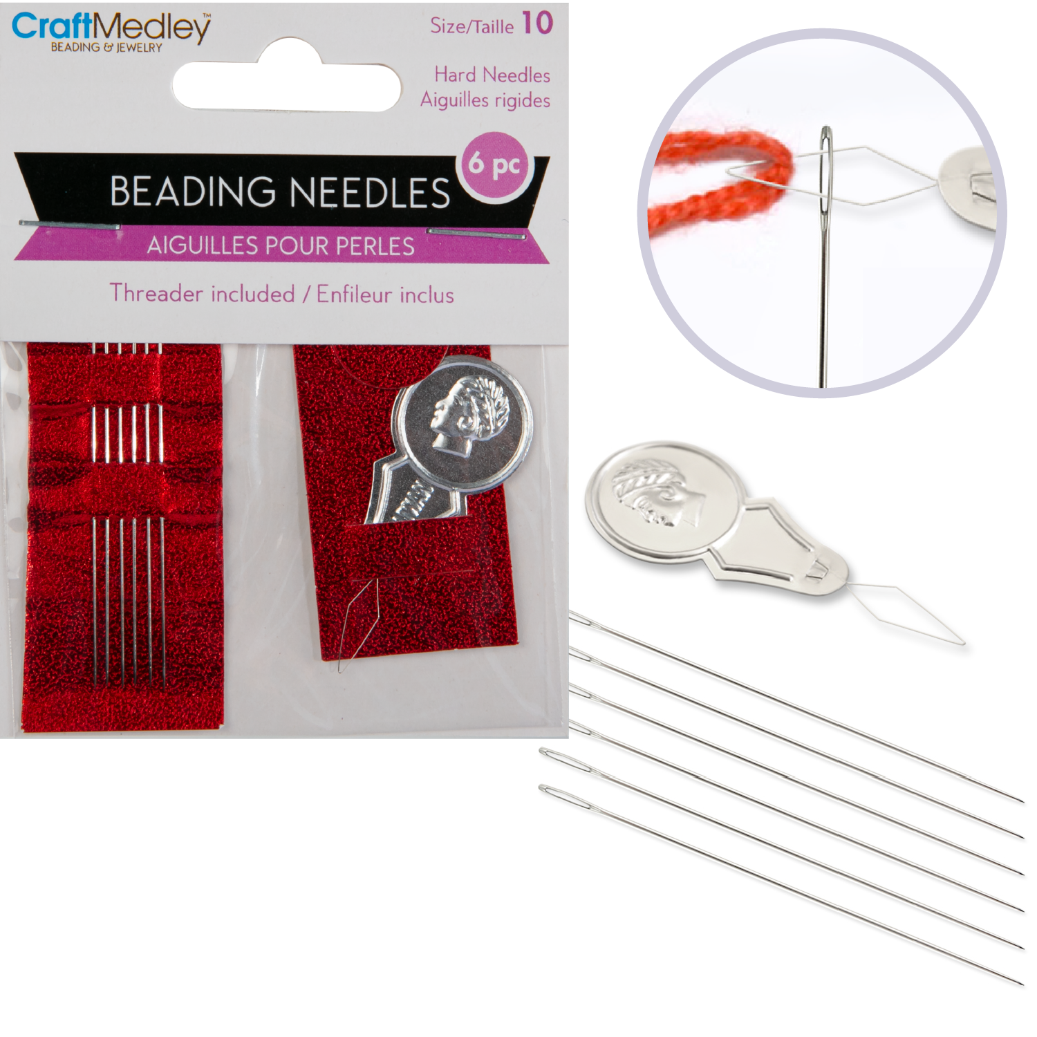 MultiCraft Beading Jewellery Tool Beading NeedlesHard 10 With Threa