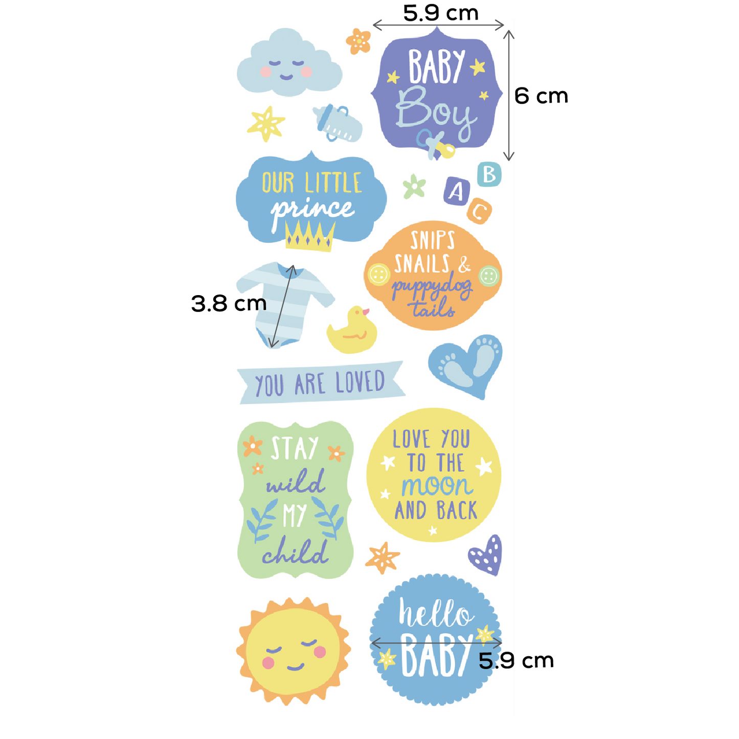 Pale Goldenrod MultiCraft Paper Craft Sticker: Classic Themes 'Clear' Photo Safe-Baby Boy 12.7x30.5cm Paper Craft