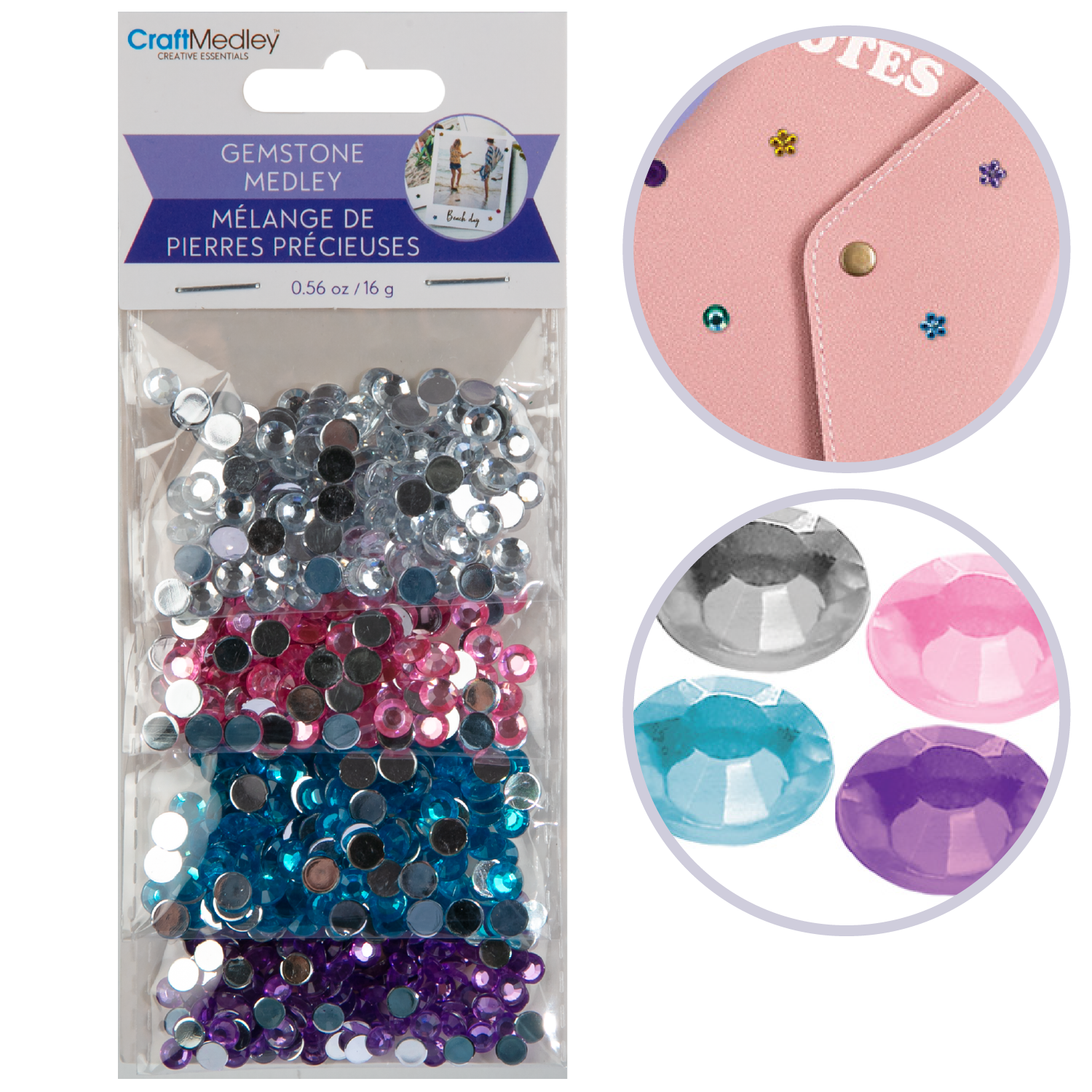 MultiCraft Craft Embellishment Gemstone MedleyAssorted Round Pastel