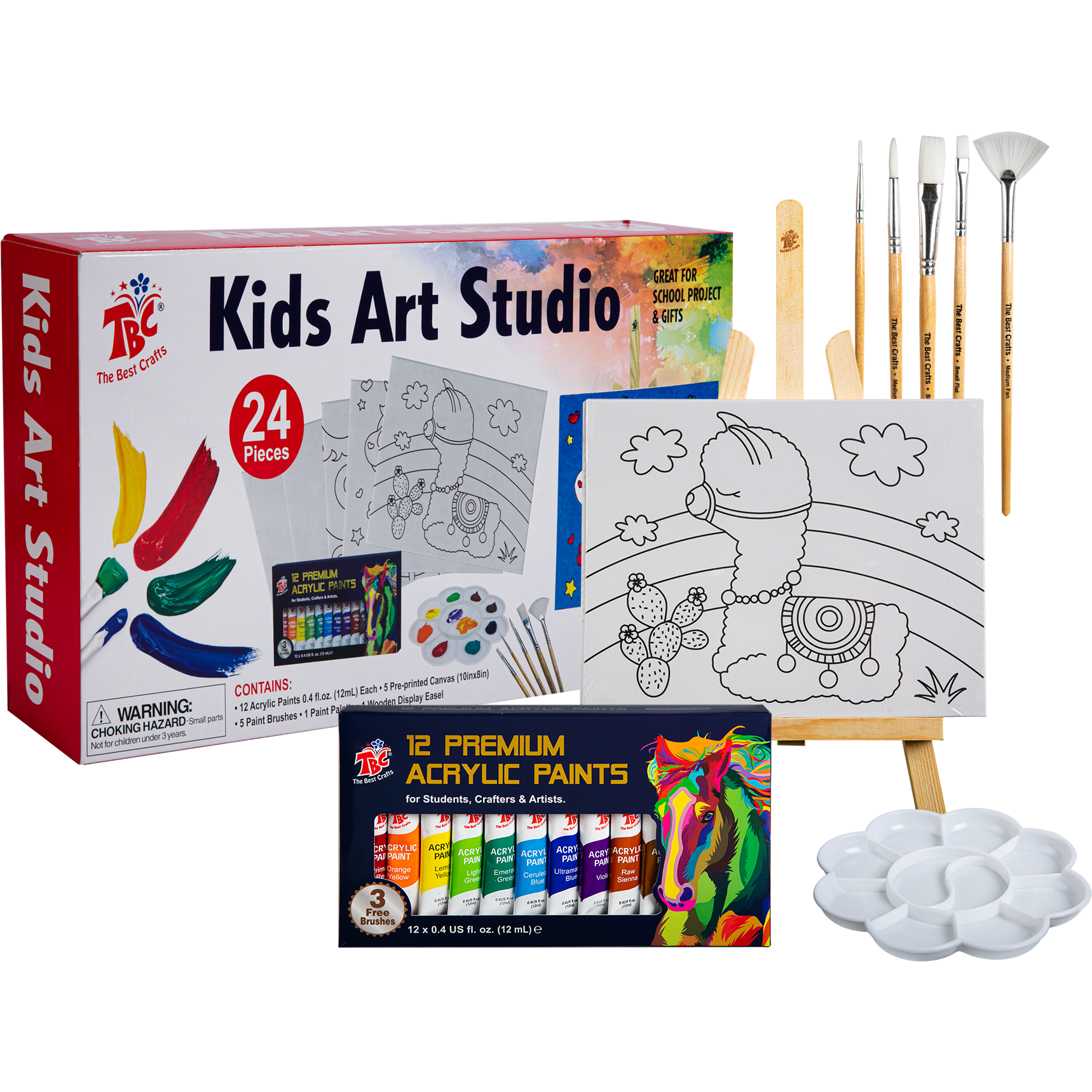  TBC The Best Crafts 44 Piece Painting Kit for Kids