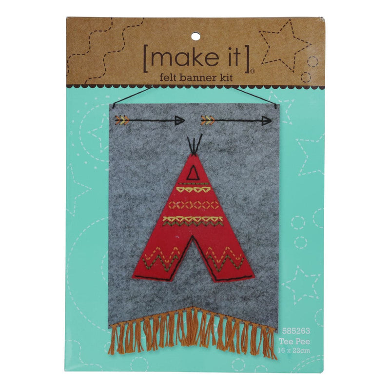 Brown Make It  Tee Pee Banner Kit 16X22cm Needlework Kits