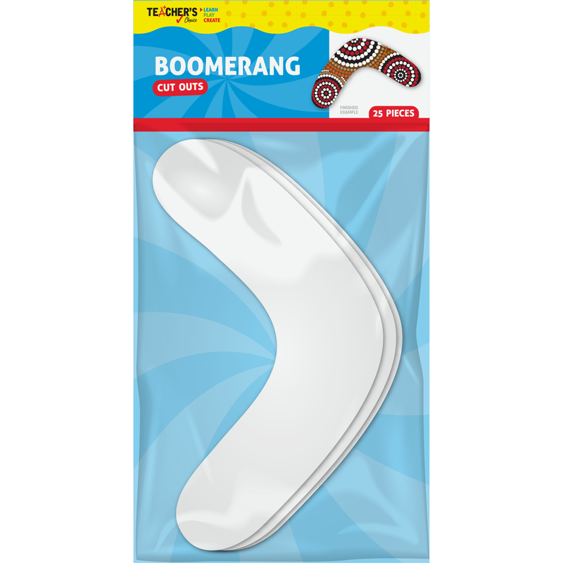 Sky Blue Teacher's Choice Boomerang Cut Outs 25 Pieces - White Educational / Learning