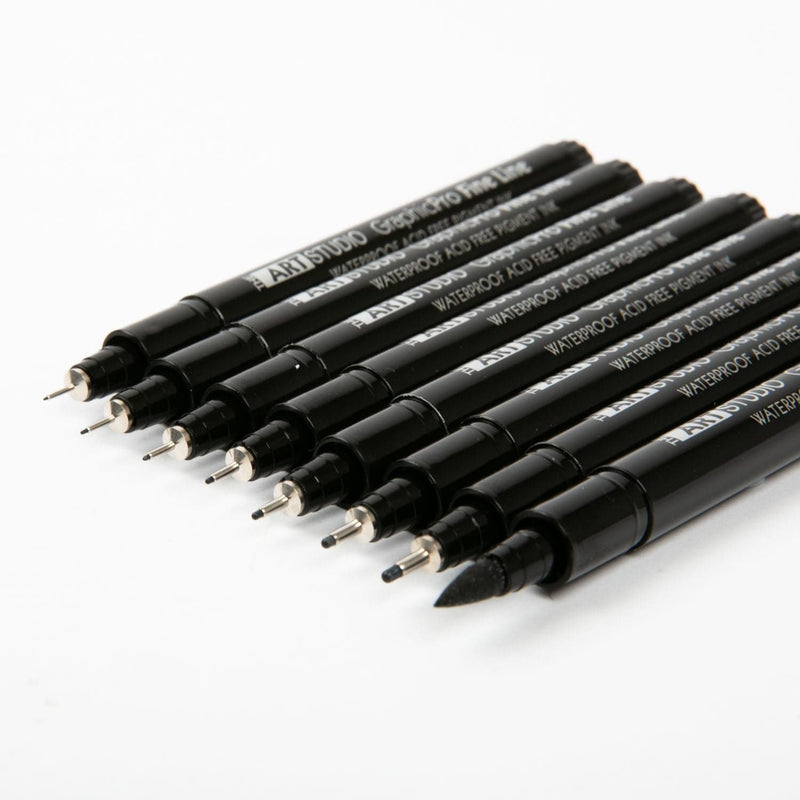 Black Art Studio Black Waterproof Pigment Liner Pens 8pk Pens and Markers