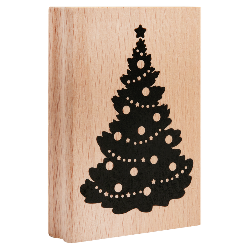 Tan Make A Merry Christmas-Tree Wooden Stamp 70x100mm Christmas