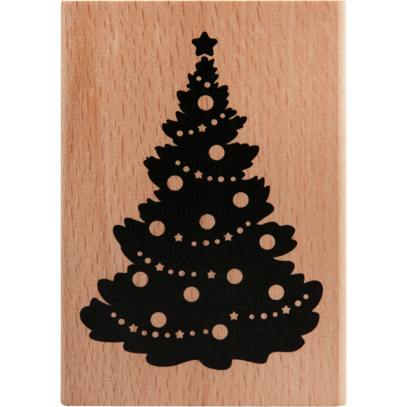 Rosy Brown Make A Merry Christmas-Tree Wooden Stamp 70x100mm Christmas