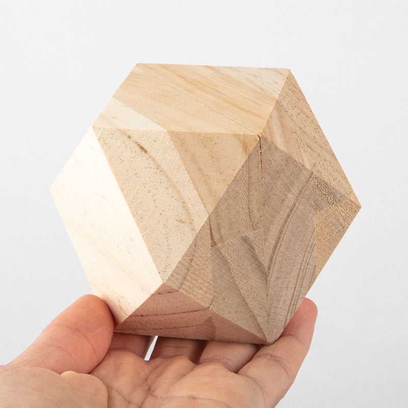 Beige Geometric Shaped Wooden Ball 8cm by 8cm Wood Crafts
