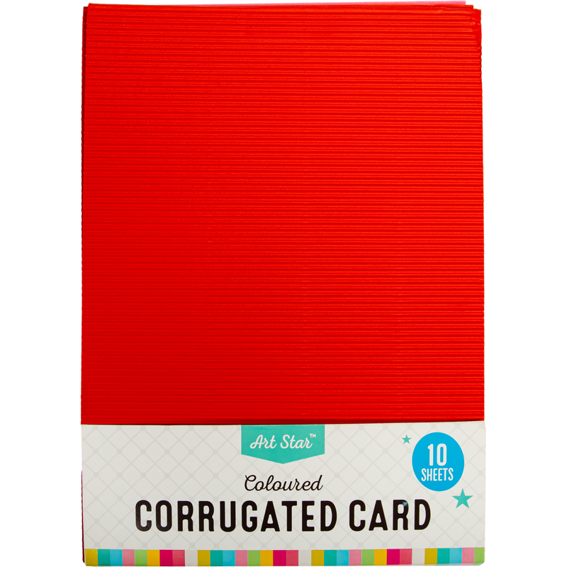 Red Art Star A4 250gsm Corrugated Card Assorted Colours 10 Sheets Kids Paper and Pads