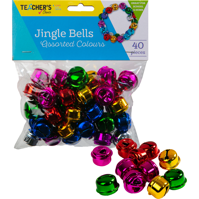 Black Teacher's Choice Coloured Bells 40 Pieces Kids Craft Basics