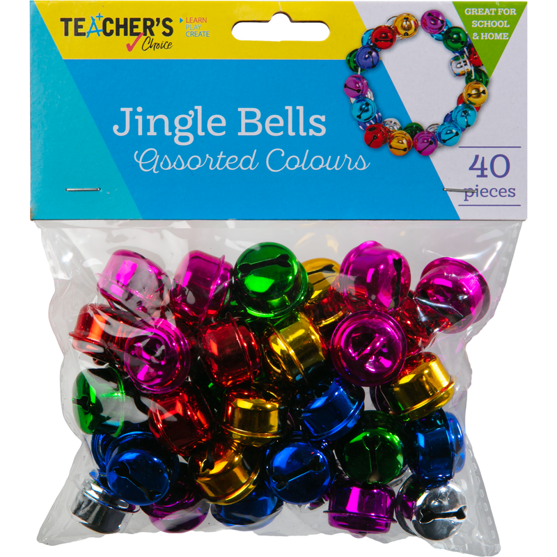 Dark Slate Gray Teacher's Choice Coloured Bells 40 Pieces Kids Craft Basics