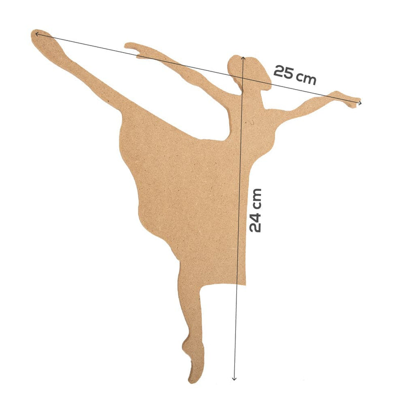 Tan MDF Ballerina Shape 25 x 24cm Wood Crafts