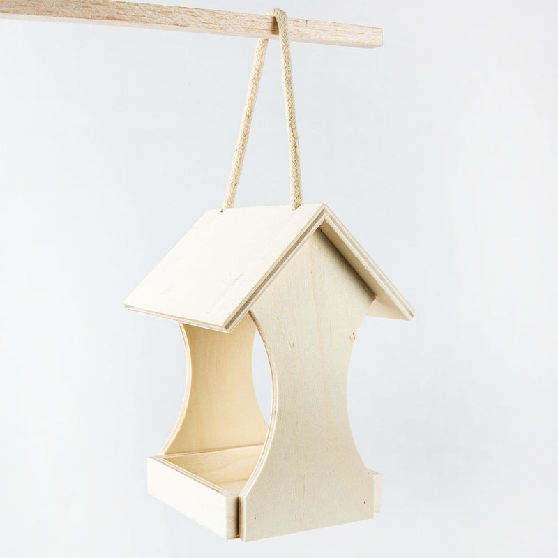 Beige Hanging Wooden Bird Feeder 16cm x 11cm x 12.6cm Wood Crafts