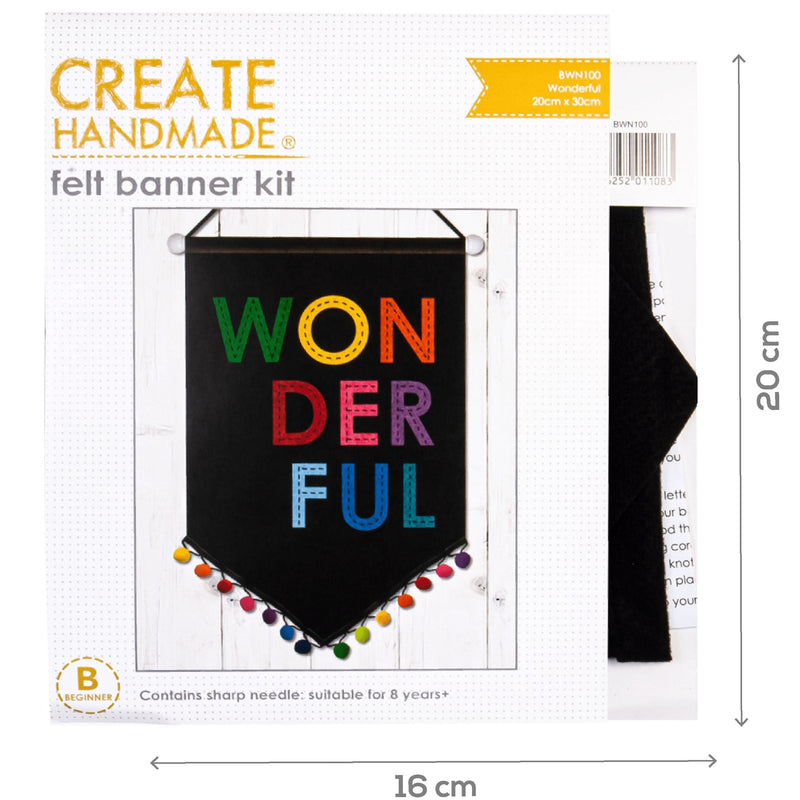 Black Create Handmade Felt Banner Sewing Kit Wonderful 20 x 30cm Needlework Kits
