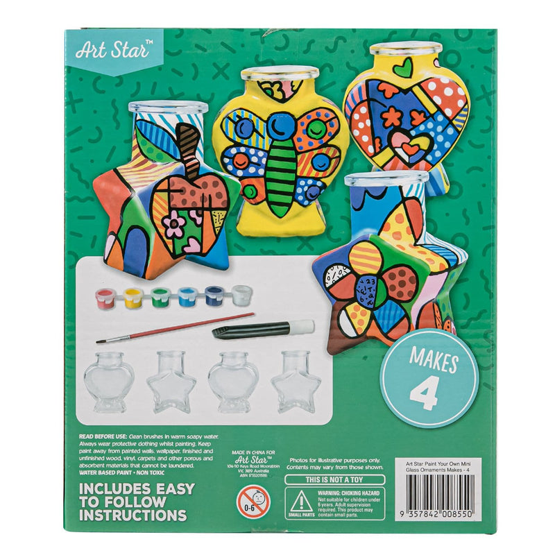 Gray Art Star Paint Your Own Mini Glass Ornaments Kids Craft Kits