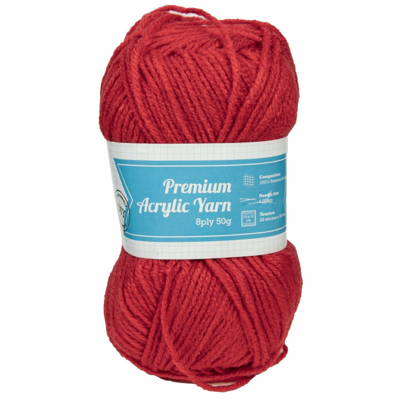 Brown Urban Crafter 100% Premium Acrylic Yarn-Red 8 Ply, 50g Knitting and Crochet Yarn