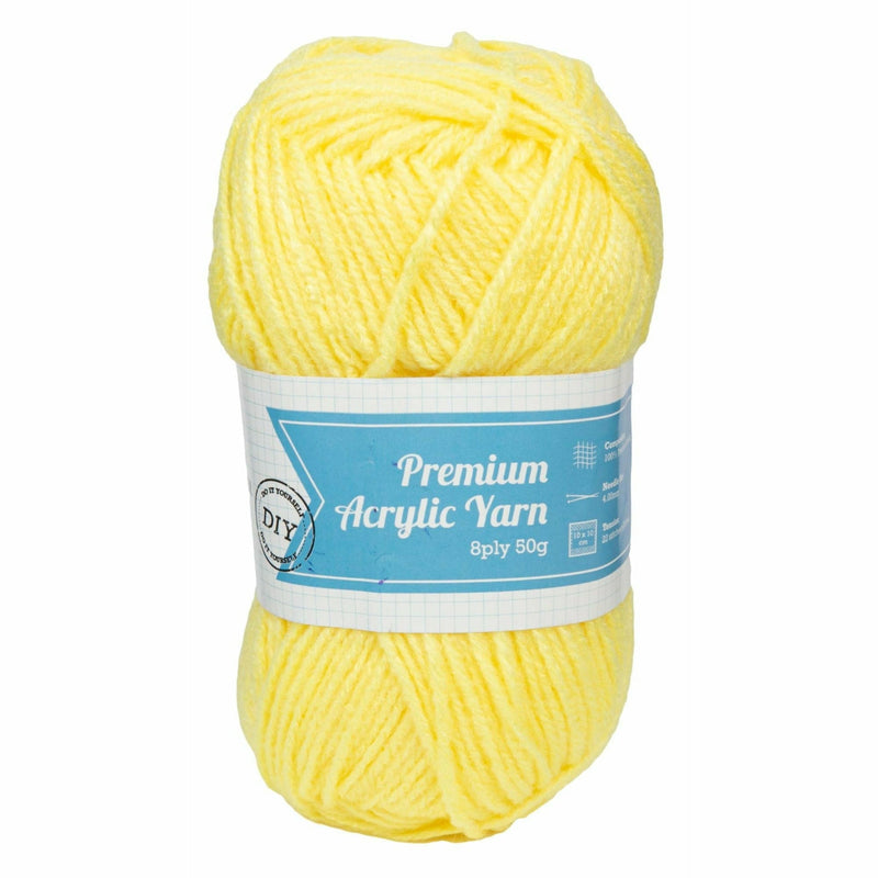 Light Goldenrod Urban Crafter 100% Premium Acrylic Yarn-Lemon, 8 Ply 50g Knitting and Crochet Yarn