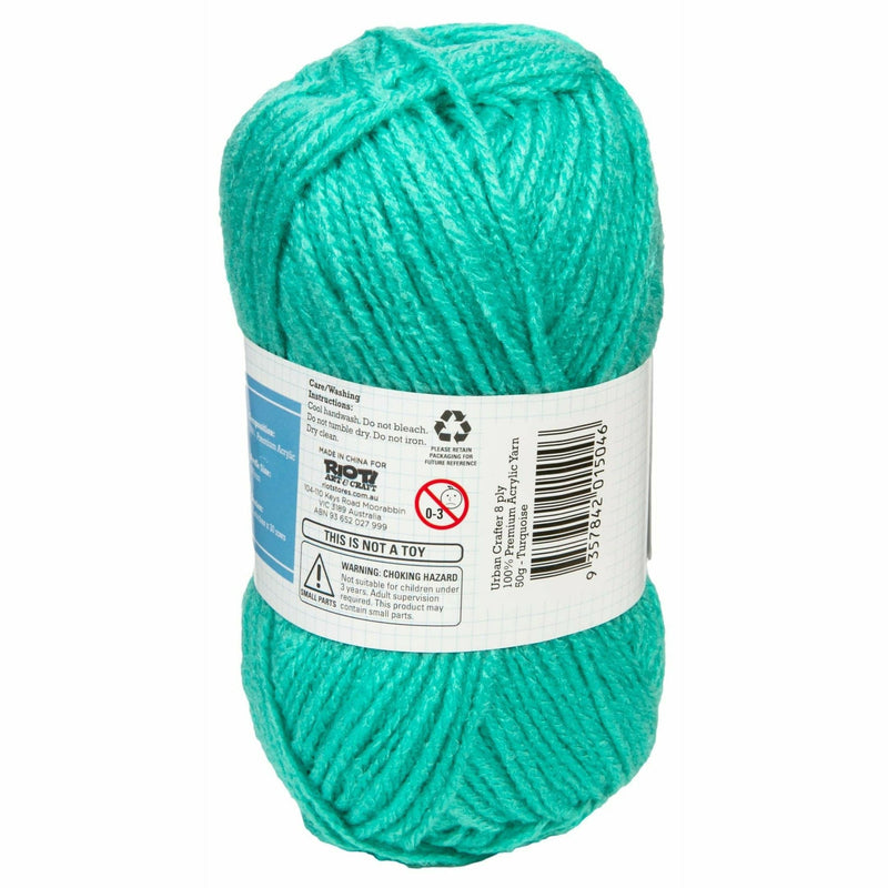 Light Sea Green Urban Crafter 100% Premium Acrylic Yarn-Turquoise, 8 Ply, 50g Knitting and Crochet Yarn
