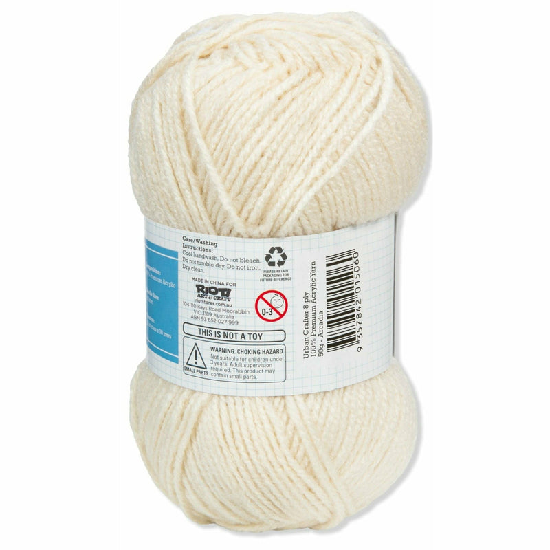 Light Gray Urban Crafter 100% Premium Acrylic Yarn-Arcadia, 8 Ply, 50g Knitting and Crochet Yarn