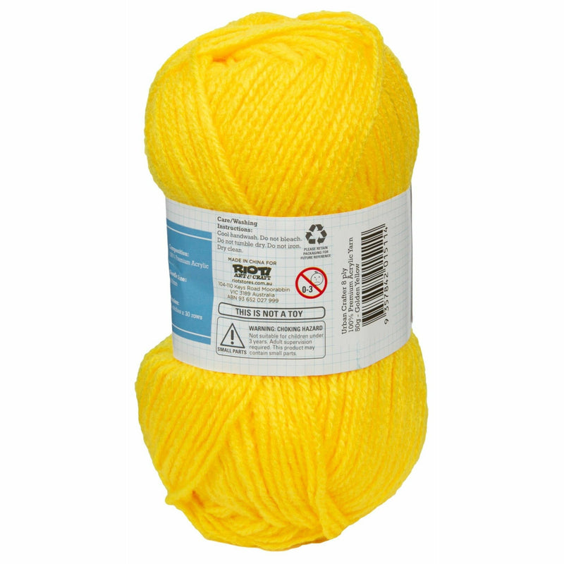 Gold Urban Crafter 100% Premium Acrylic Yarn-Golden Yellow, 8 Ply, 50g Knitting and Crochet Yarn