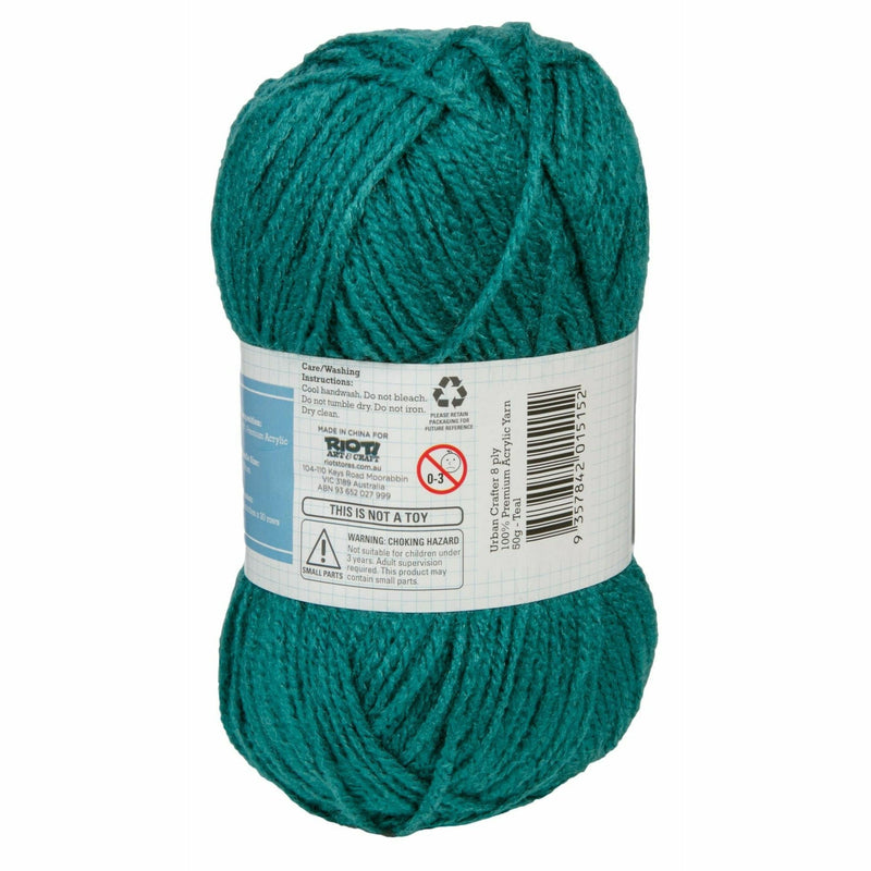 Light Gray Urban Crafter 100% Premium Acrylic Yarn-Teal, 8 Ply, 50g Knitting and Crochet Yarn
