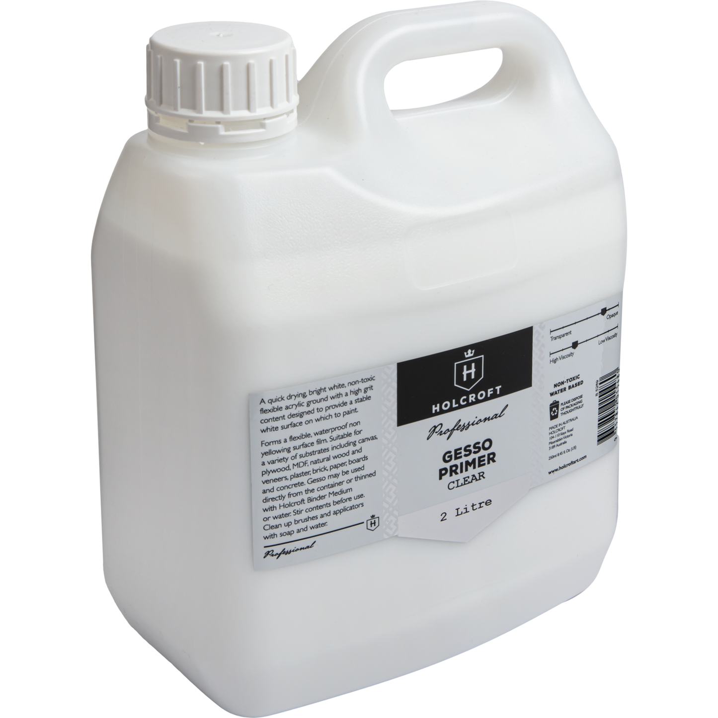 Light Gray Holcroft Professional Acrylic Clear Gesso 2 Litre Acrylic Paints