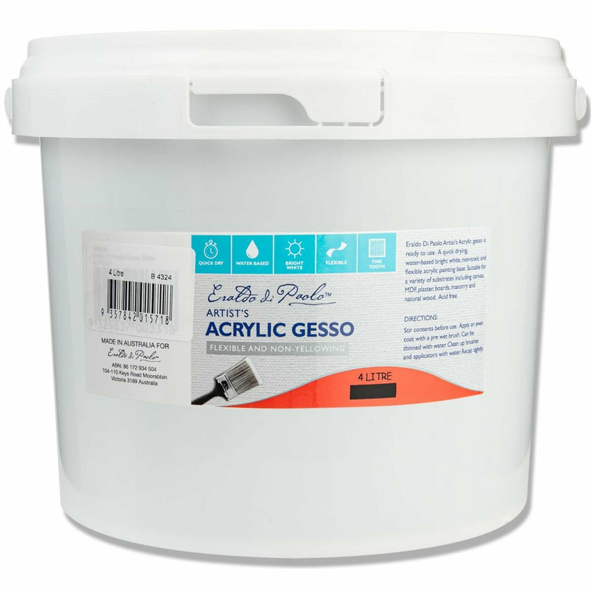 Light Gray Eraldo Di Paolo Acrylic White Gesso 4 Litre Acrylic Paints