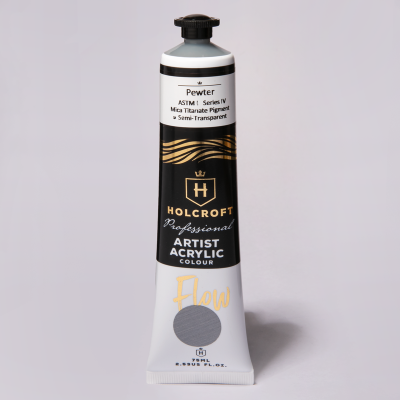 Light Gray Holcroft Professional Acrylic Flow Paint 75ml Pewter Series 4 Acrylic Paints