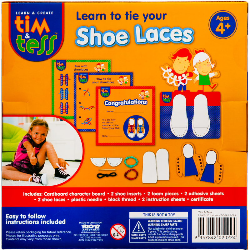 Midnight Blue Tim & Tess Learn To Tie Your Shoe Laces Kids Craft Kits