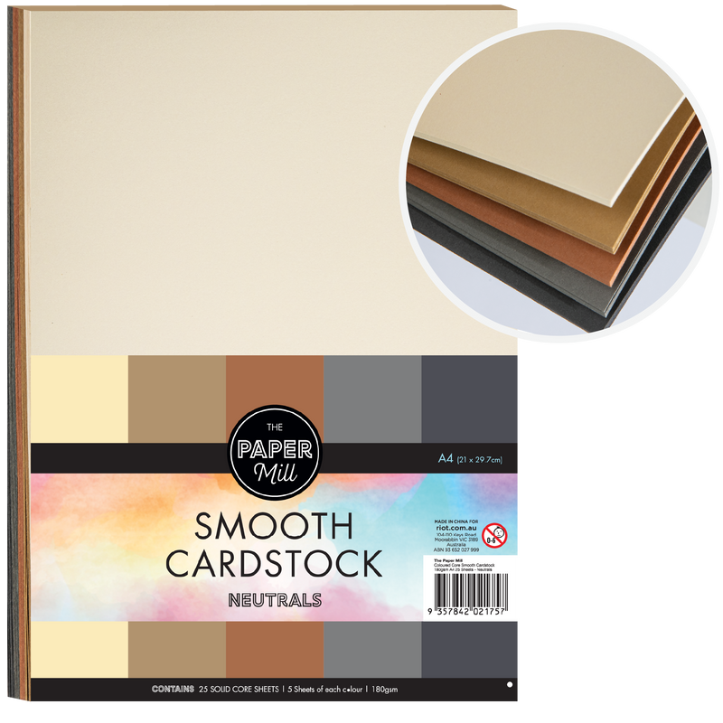 Light Gray The Paper Mill Coloured Core Smooth Cardstock 180gsm A4 25 Sheets Neutrals Paper Craft