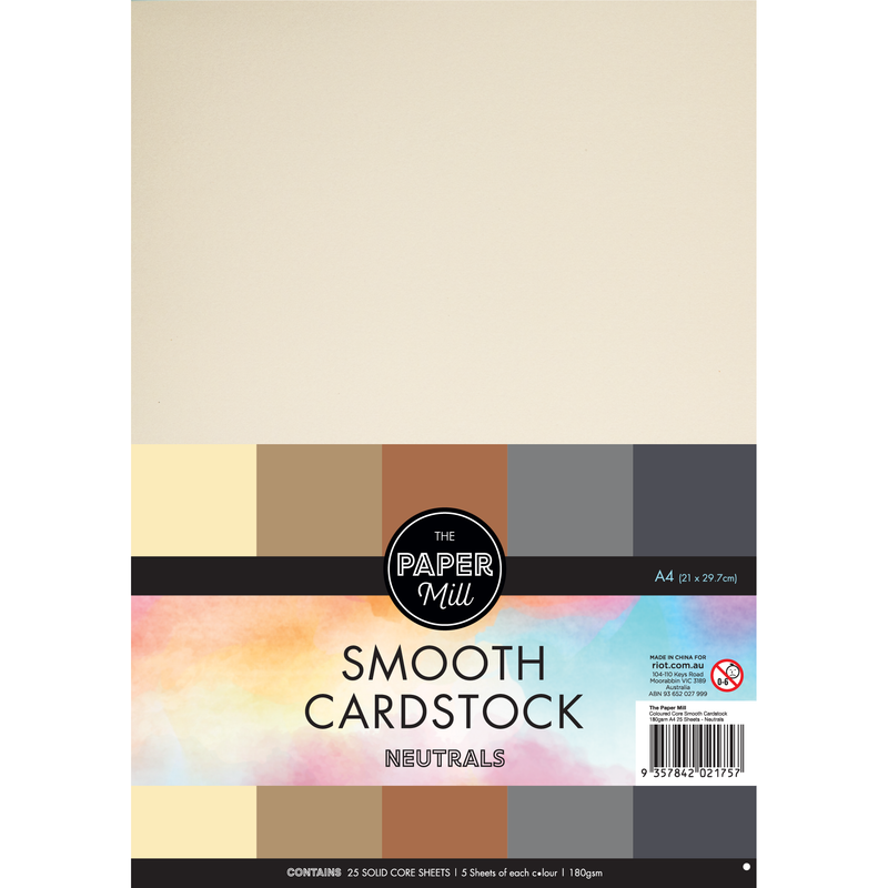 Antique White The Paper Mill Coloured Core Smooth Cardstock 180gsm A4 25 Sheets Neutrals Paper Craft