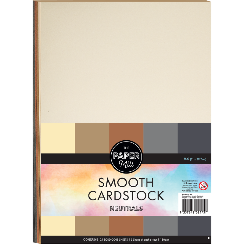 Antique White The Paper Mill Coloured Core Smooth Cardstock 180gsm A4 25 Sheets Neutrals Paper Craft