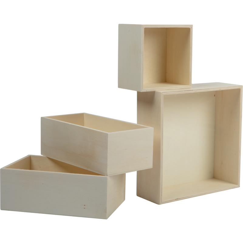 Rosy Brown Urban Crafter Plywood Box Set 4 pieces (1: 16.5x10.1x6.3cm 2: 17.7x8.8x6.3cm 3: 17.7x17.7x6.3cm 4: 10.1x10.1x6.3cm) Woodcraft