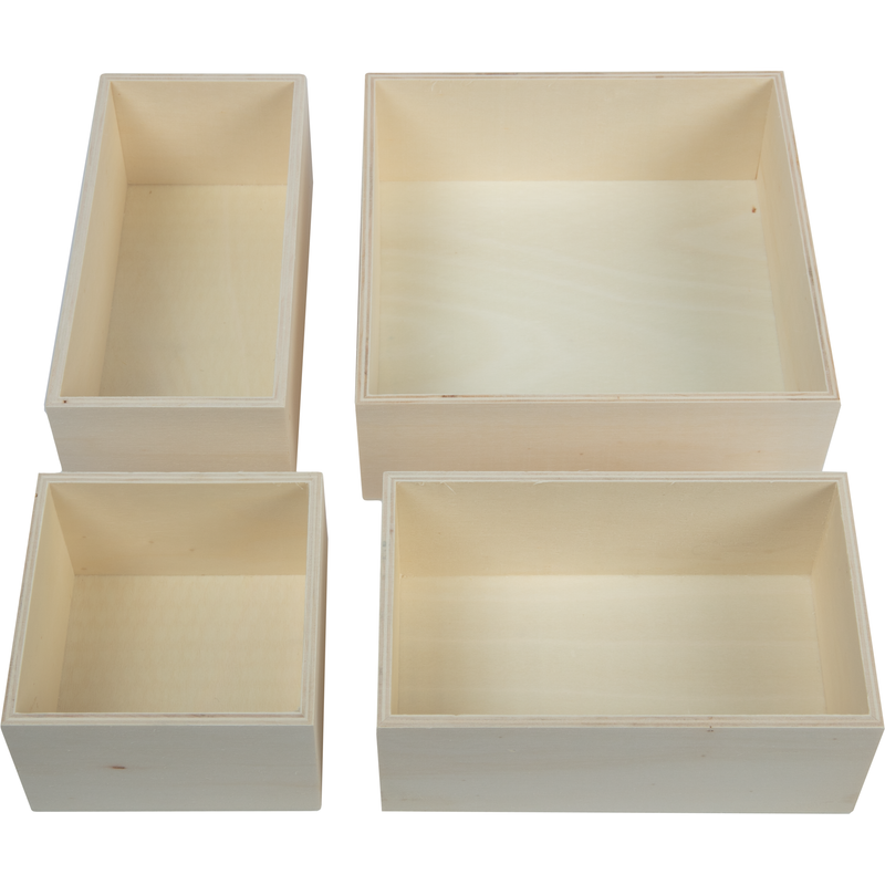 Tan Urban Crafter Plywood Box Set 4 pieces (1: 16.5x10.1x6.3cm 2: 17.7x8.8x6.3cm 3: 17.7x17.7x6.3cm 4: 10.1x10.1x6.3cm) Woodcraft