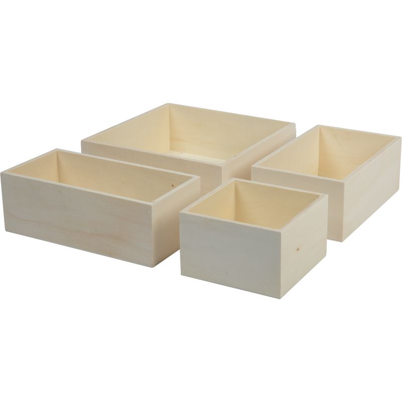 Tan Urban Crafter Plywood Box Set 4 pieces (1: 16.5x10.1x6.3cm 2: 17.7x8.8x6.3cm 3: 17.7x17.7x6.3cm 4: 10.1x10.1x6.3cm) Woodcraft