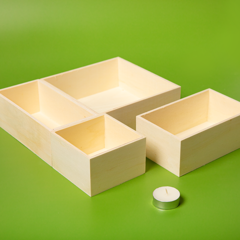 Olive Drab Urban Crafter Plywood Box Set 4 pieces (1: 16.5x10.1x6.3cm 2: 17.7x8.8x6.3cm 3: 17.7x17.7x6.3cm 4: 10.1x10.1x6.3cm) Woodcraft