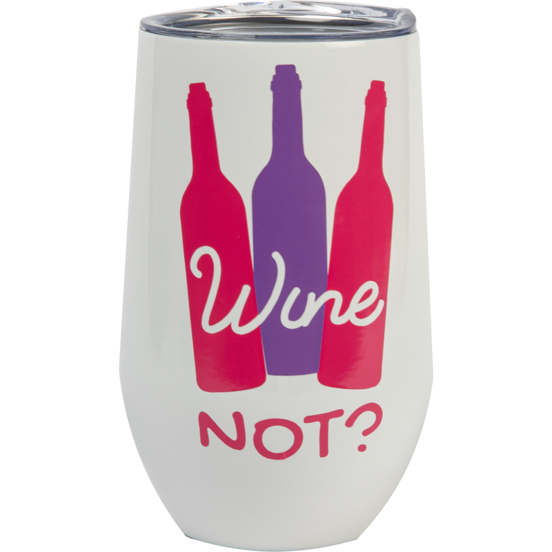 Maroon Personalisable Stainless Steel Stemless Wine Cup-White 17oz/500ml Craft Basics